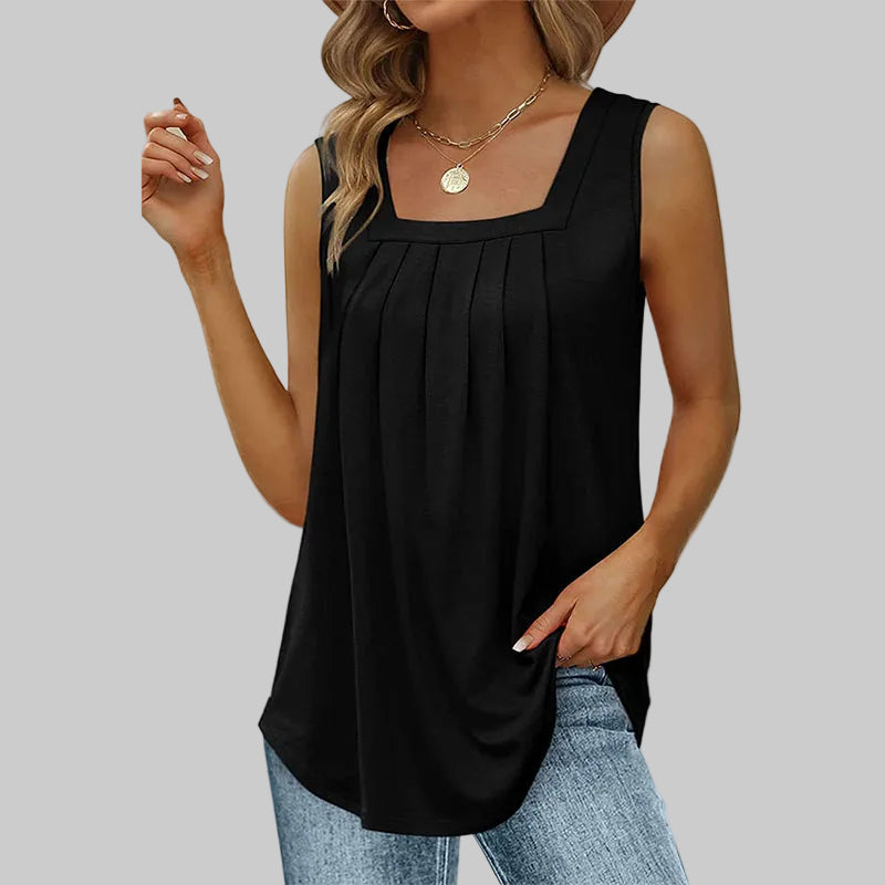 Damira – Povećajte svoj stil: otkrijte eleganciju s bezrukavnim plisiranim topom