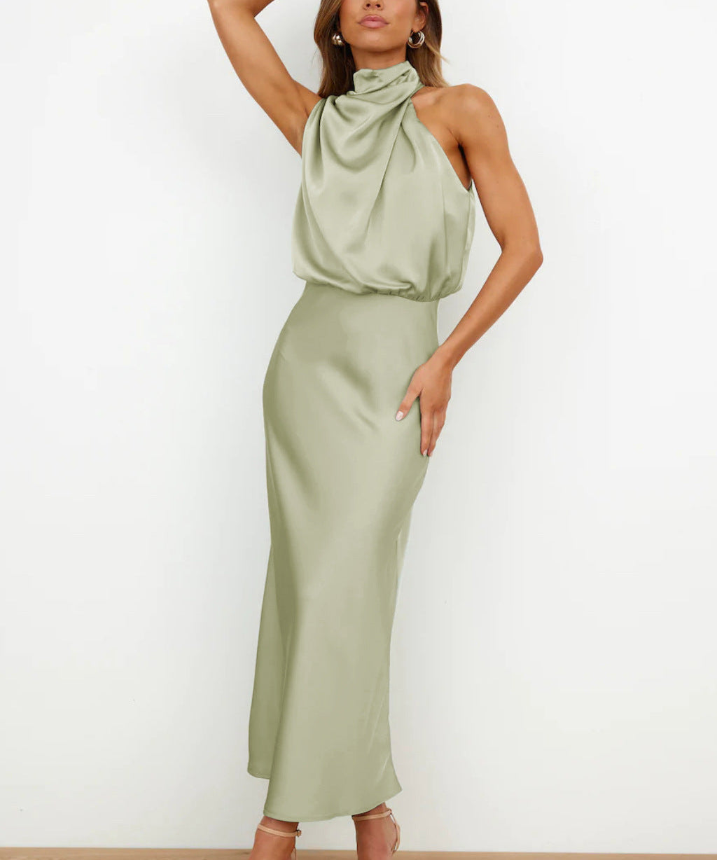 Antea – Satenska halter-neck haljina koja sjaji poput Jadrana na zalasku sunca