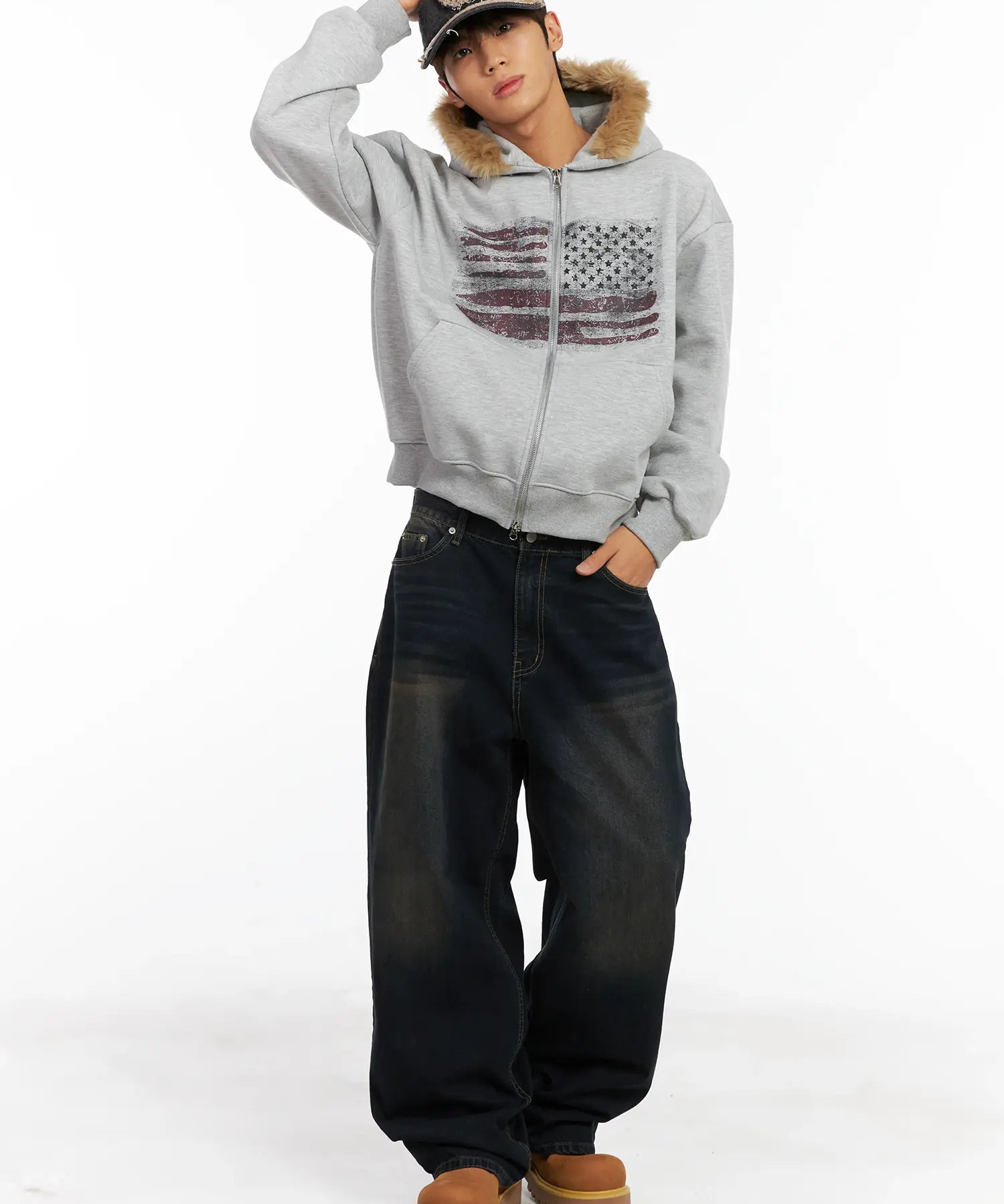 Gordan - Muška Zip-up Hoodie s Grafikom Zastave