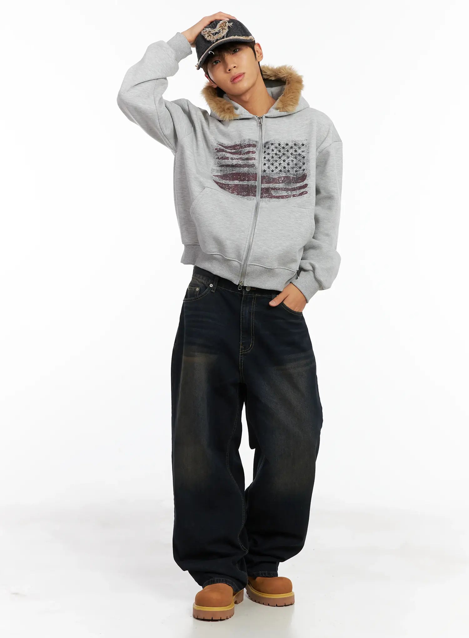 Gordan - Muška Zip-up Hoodie s Grafikom Zastave