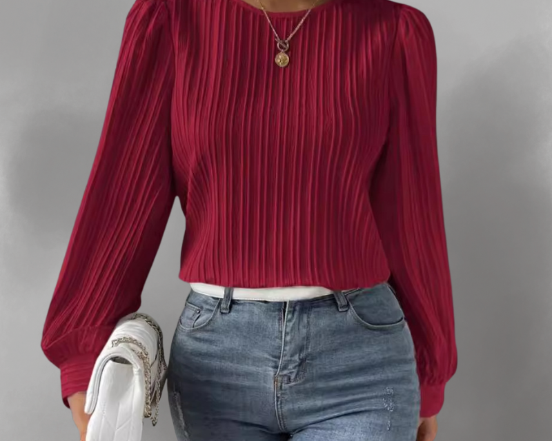 Biserka – Plisirana bluza s napuhanim rukavima
