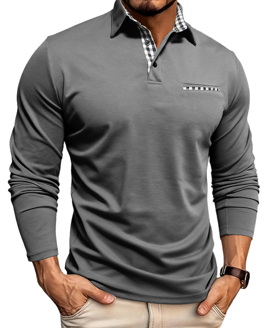 Mato – Muški polo dugih rukava | Slim Fit s kariranim ovratnikom