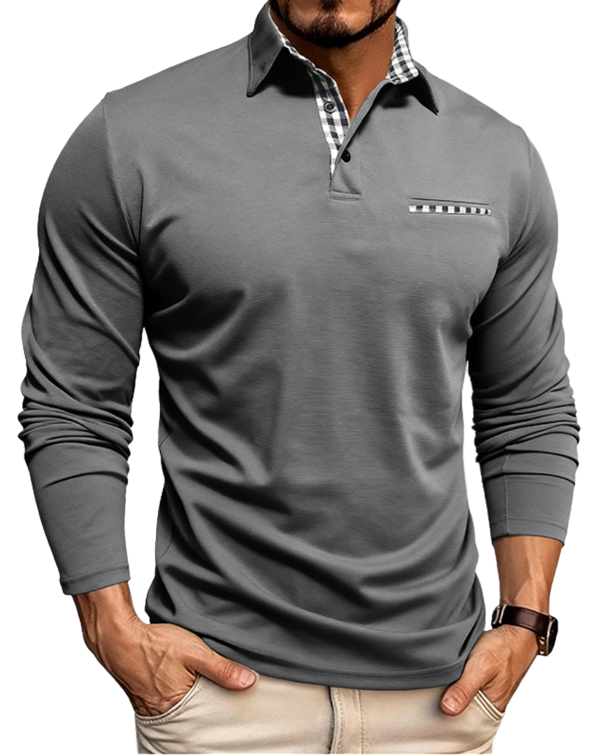 Mato – Muški polo dugih rukava | Slim Fit s kariranim ovratnikom