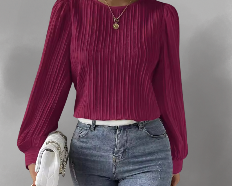 Biserka – Plisirana bluza s napuhanim rukavima