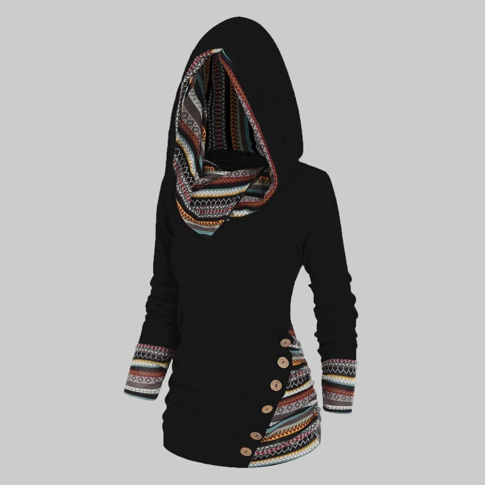 Ela – Sučelite se s zimom s kulturnom elegancijom u ležernom Tribal Hoodie!