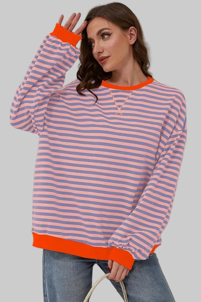 Agata – prugasti oversized pulover za opuštene, stilizirane dane