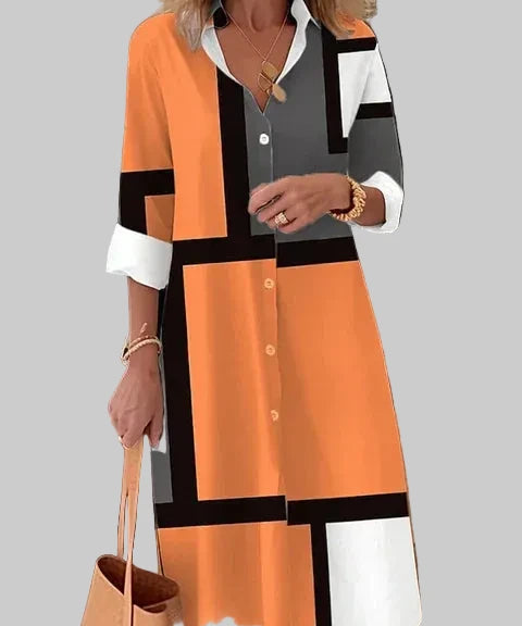 Aleksandra – Luksuzna haljina s gumbima bezvremenske elegancije