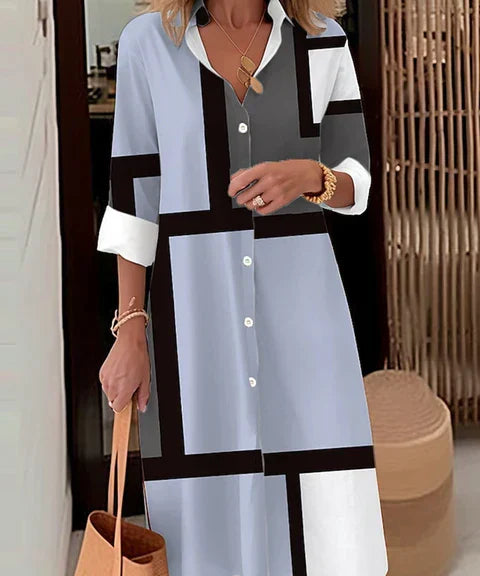 Aleksandra – Luksuzna haljina s gumbima bezvremenske elegancije