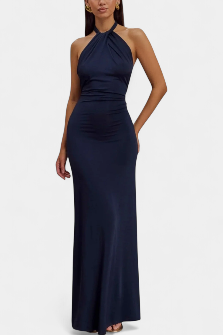 19 – Sofisticirane halter maxi haljine s oblikovanim volanima