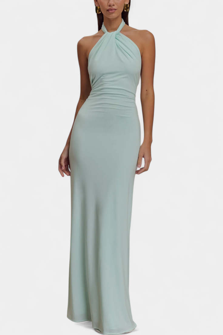 19 – Sofisticirane halter maxi haljine s oblikovanim volanima