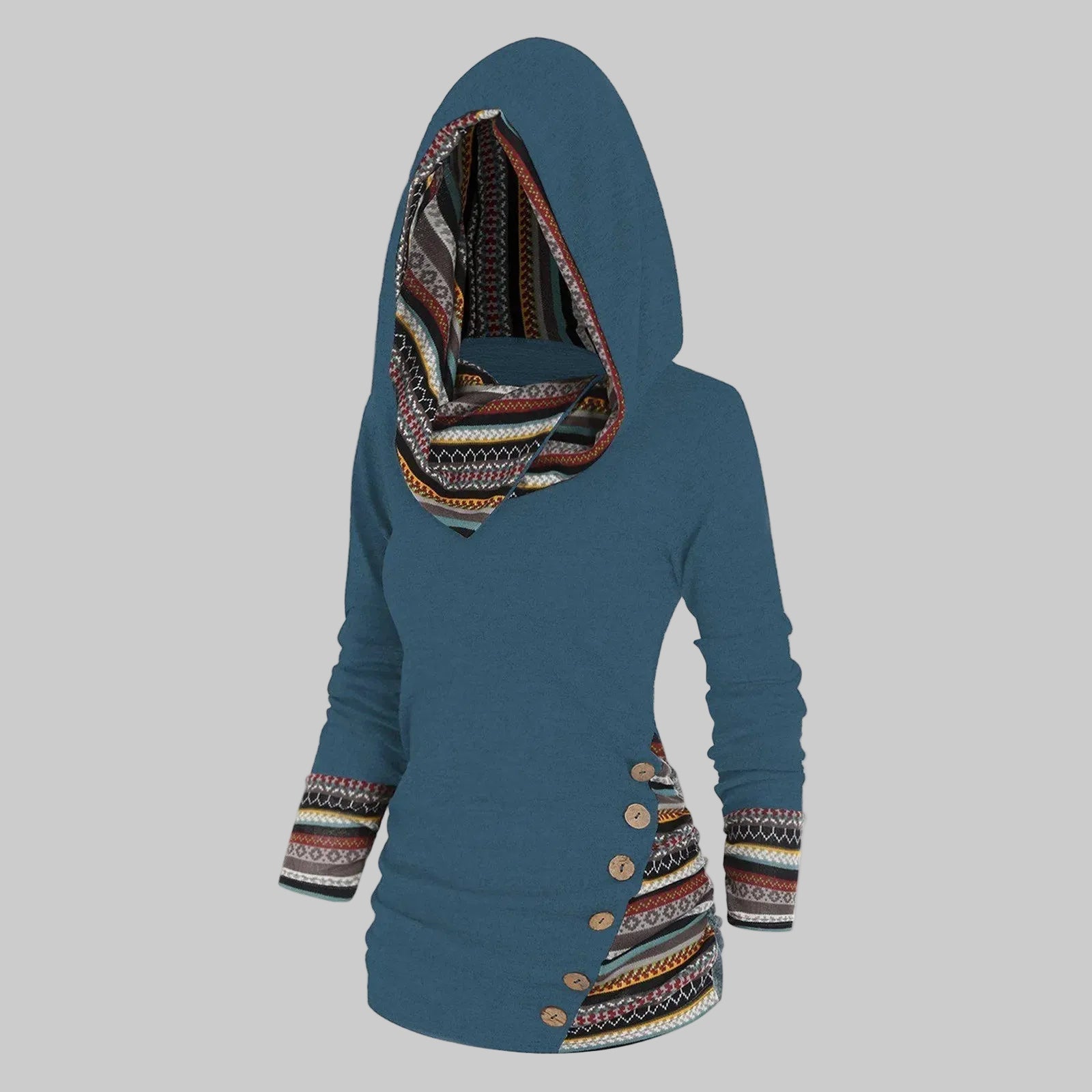 Ela – Sučelite se s zimom s kulturnom elegancijom u ležernom Tribal Hoodie!