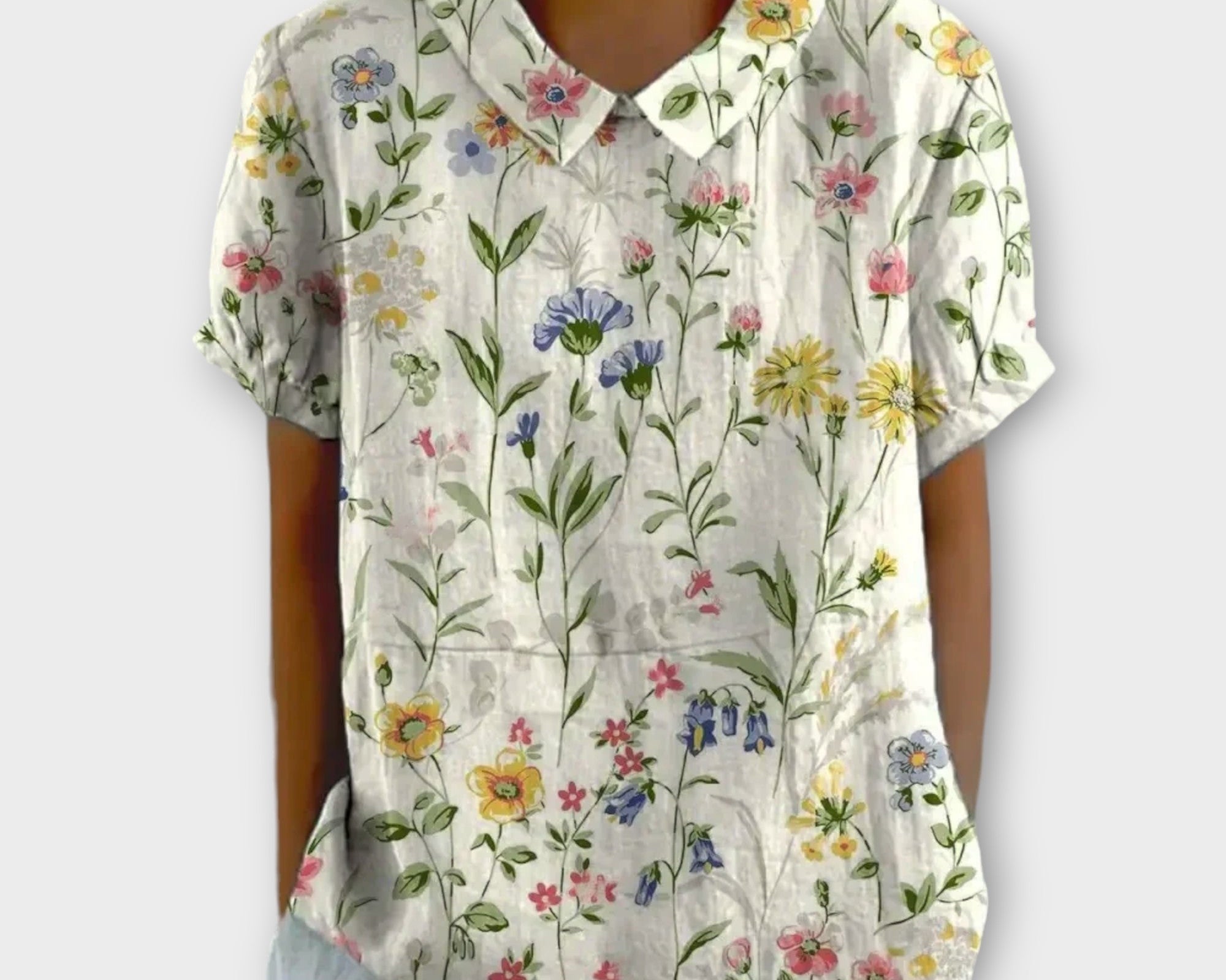 Elina-Maria – Cvjetna bluza od pamuka i lana