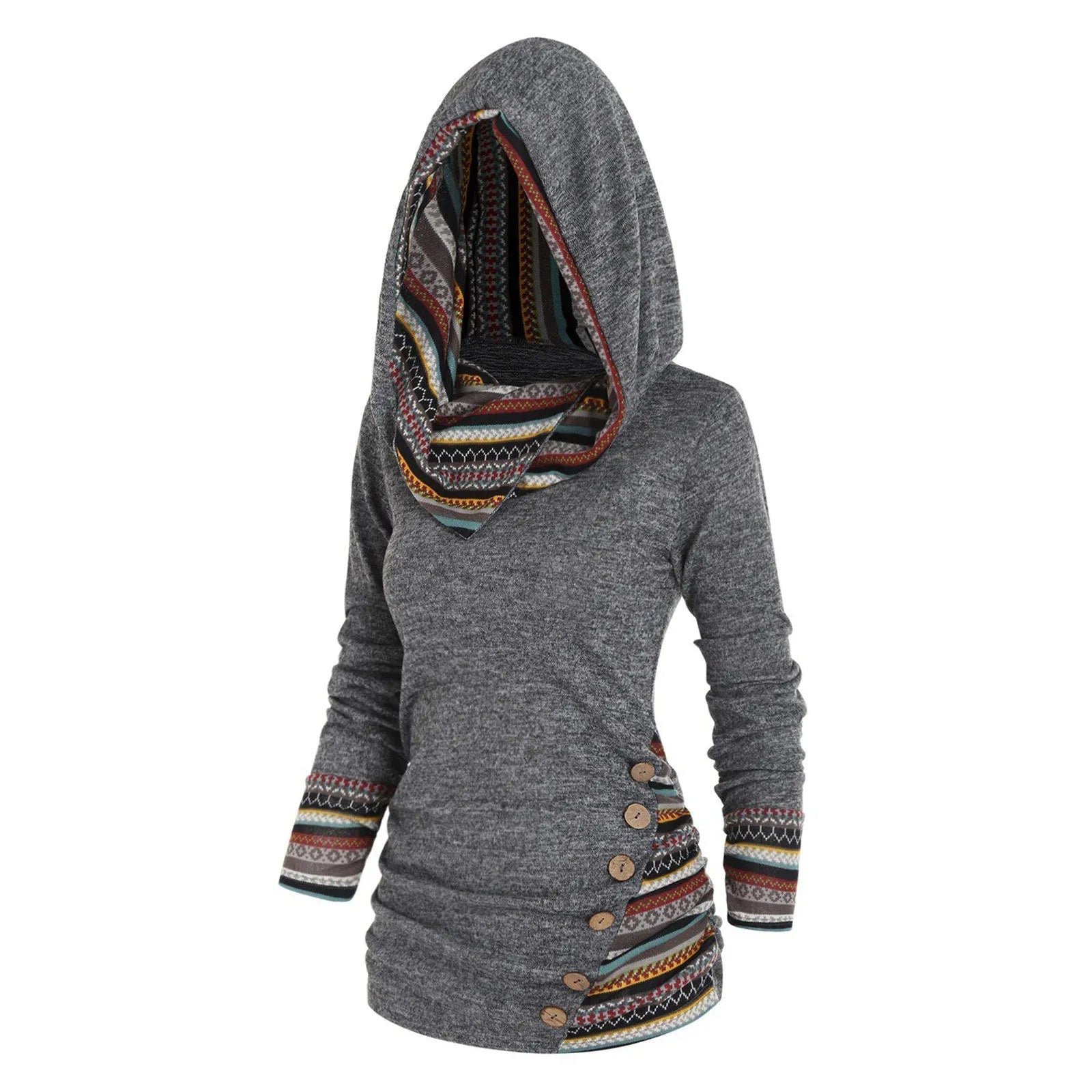Ela – Sučelite se s zimom s kulturnom elegancijom u ležernom Tribal Hoodie!