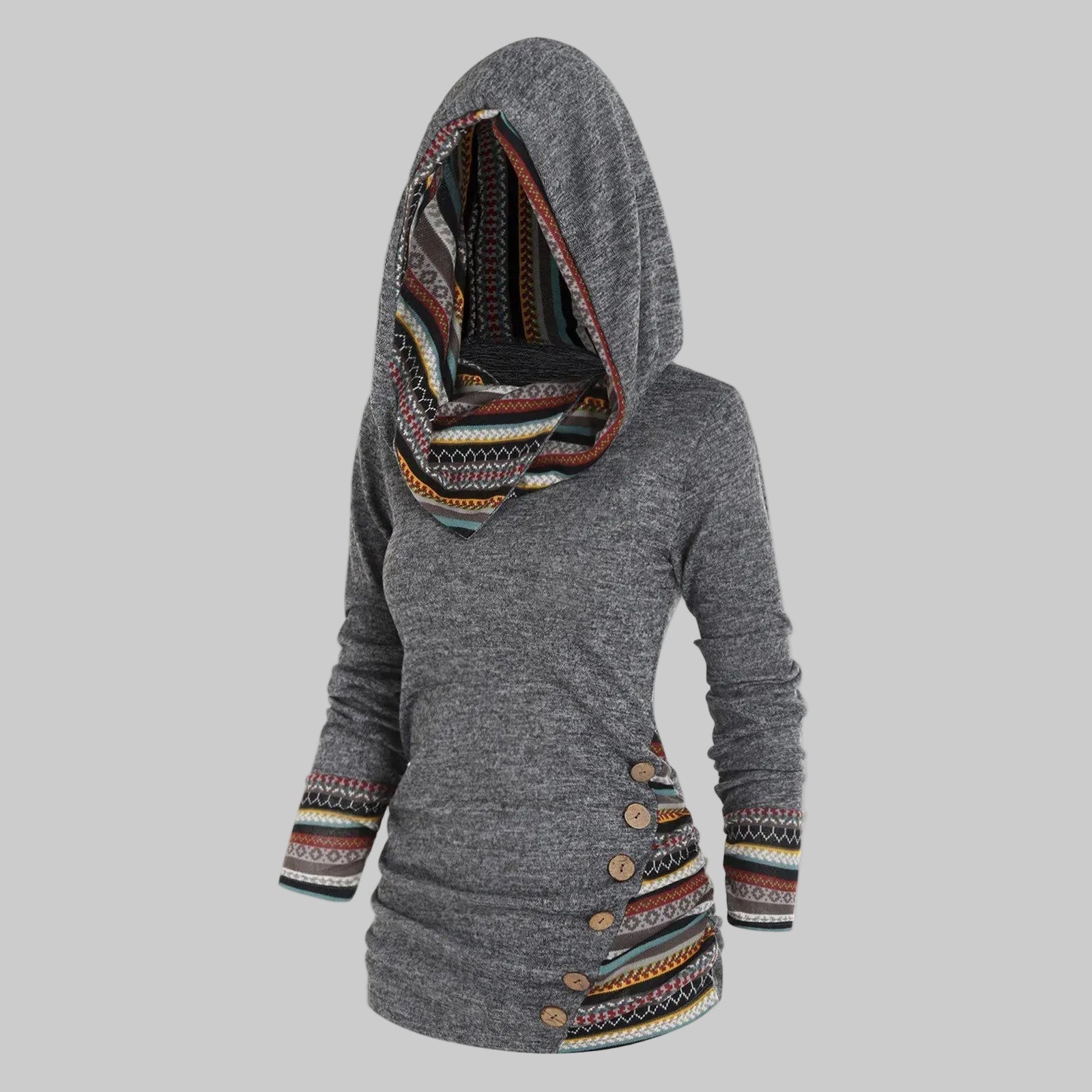 Ela – Sučelite se s zimom s kulturnom elegancijom u ležernom Tribal Hoodie!