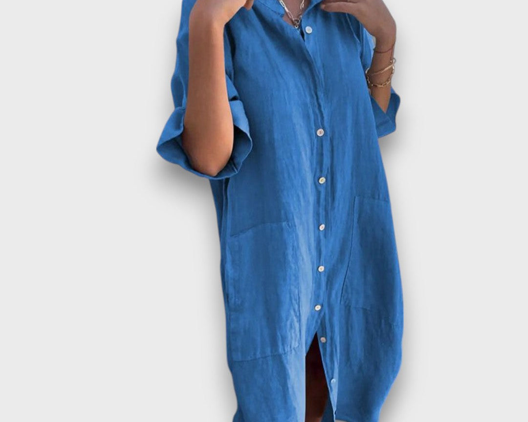 Justina: Lepršava haljina-košulja s džepovima – ljetna, svestrana i šarmantna