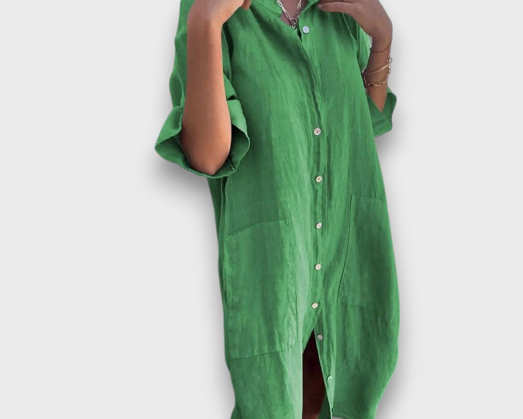 Justina: Lepršava haljina-košulja s džepovima – ljetna, svestrana i šarmantna