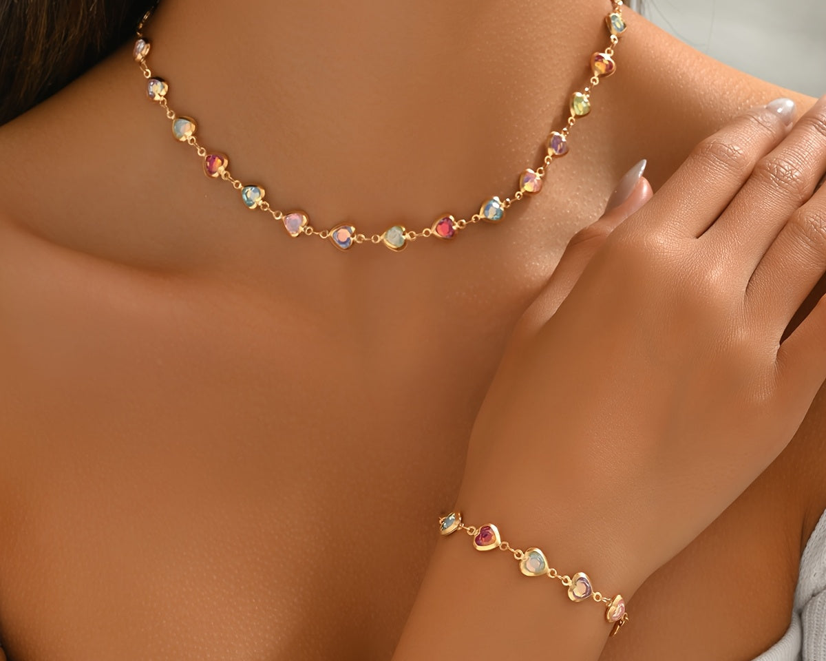 Armina - Set Narukvice i Ogrlice u Obliku Srca