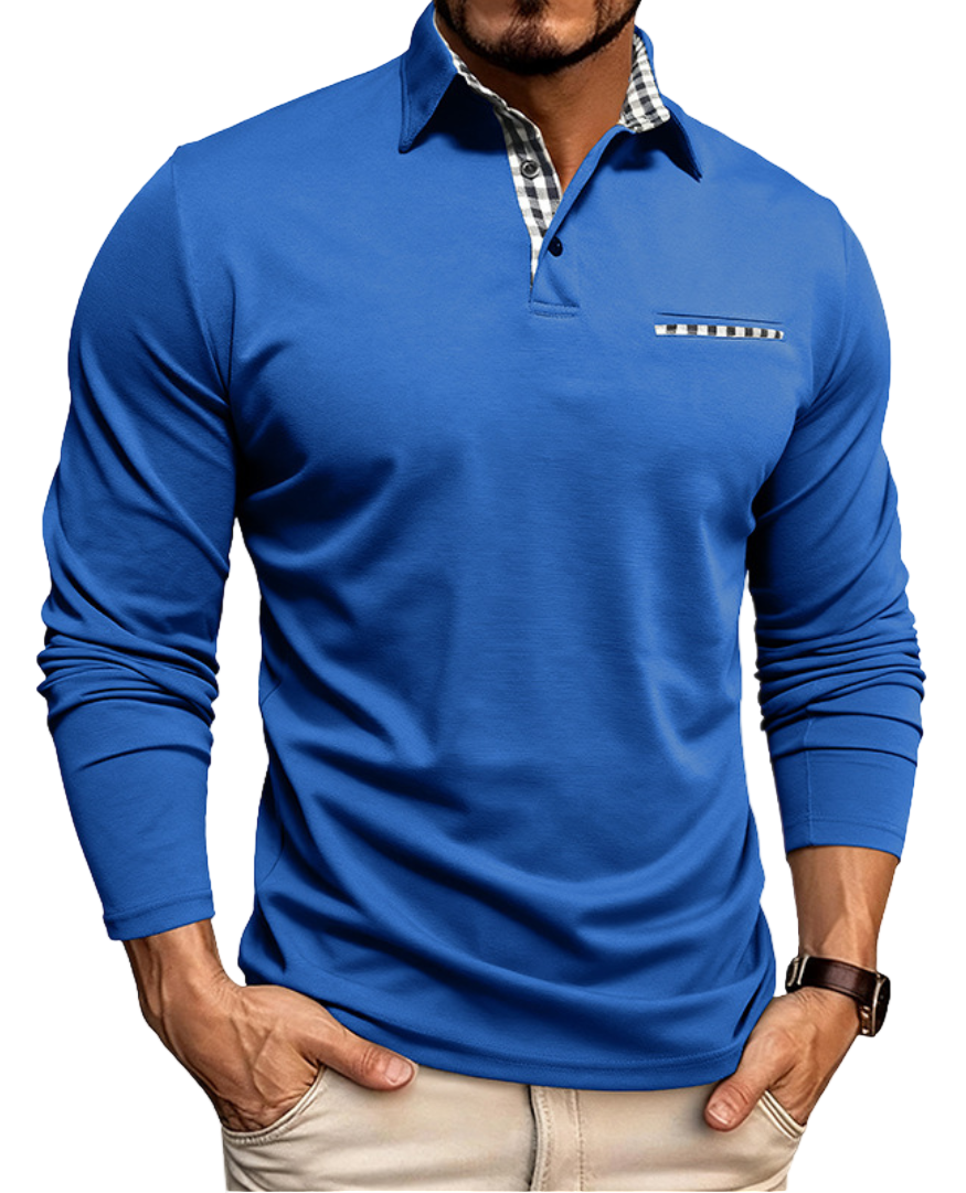 Mato – Muški polo dugih rukava | Slim Fit s kariranim ovratnikom