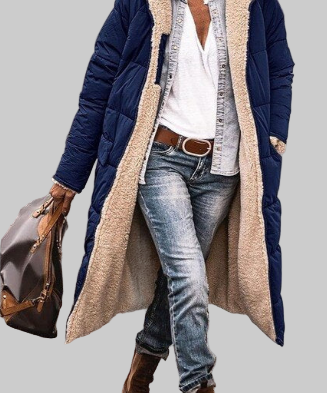 Elaine – Dvostruka elegancija, dvostruka udobnost: dugi prevrnuti kaput za svaku priliku