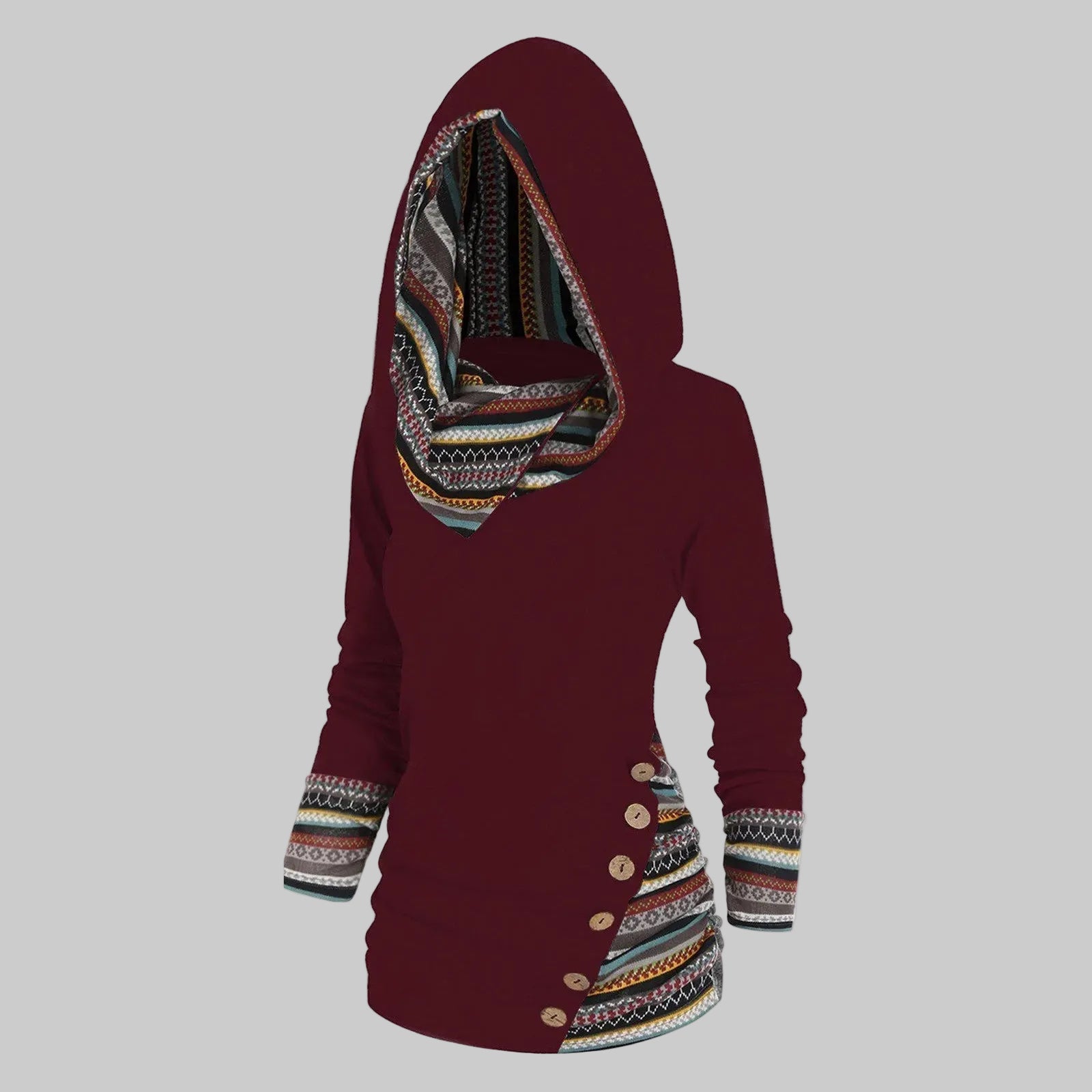 Ela – Sučelite se s zimom s kulturnom elegancijom u ležernom Tribal Hoodie!