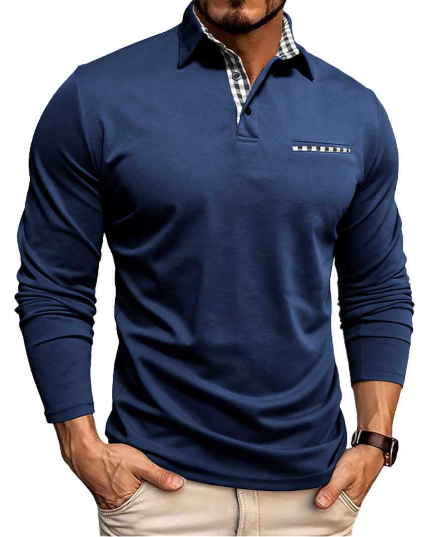 Mato – Muški polo dugih rukava | Slim Fit s kariranim ovratnikom