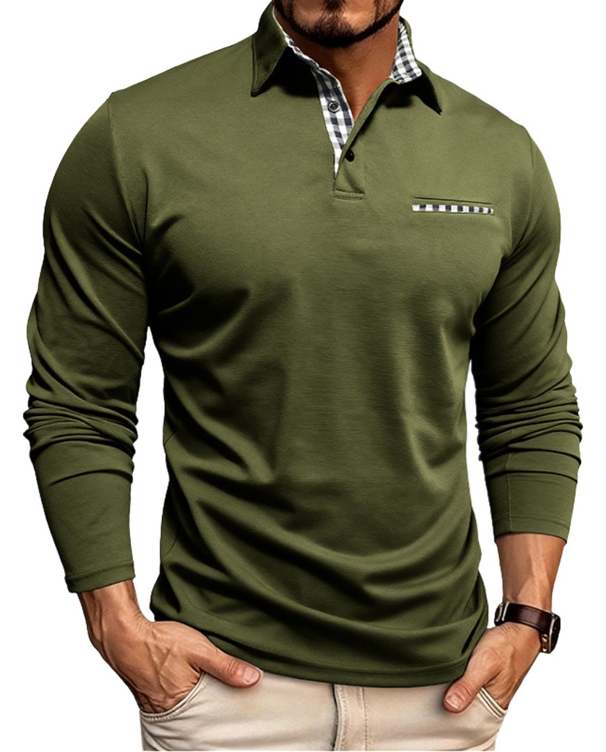 Mato – Muški polo dugih rukava | Slim Fit s kariranim ovratnikom