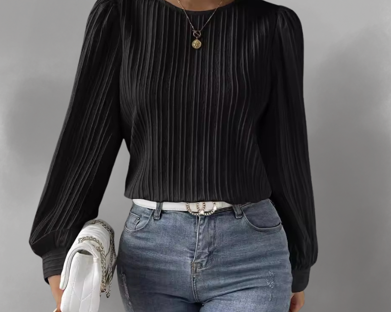 Biserka – Plisirana bluza s napuhanim rukavima