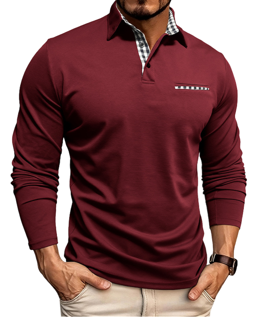 Mato – Muški polo dugih rukava | Slim Fit s kariranim ovratnikom
