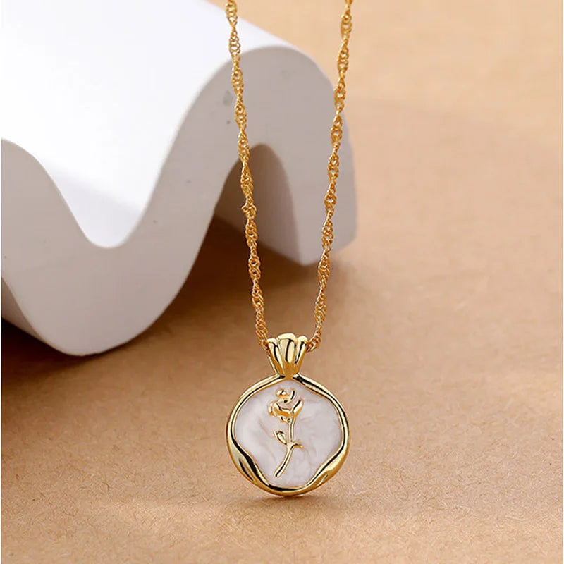 Dinka - Ogrlica s Privjeskom Tulipana od S925 Sterling Srebra
