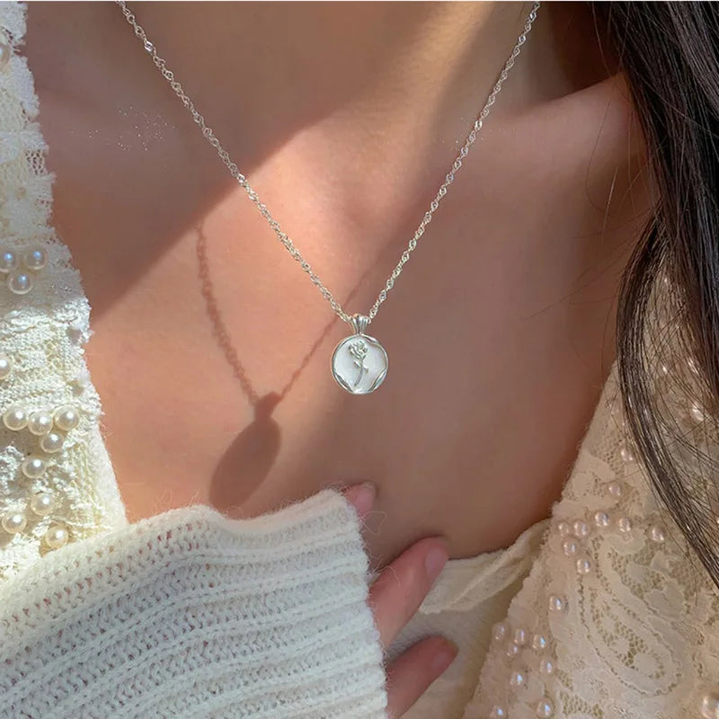 Dinka - Ogrlica s Privjeskom Tulipana od S925 Sterling Srebra
