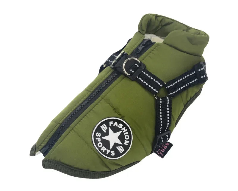 Jakna za pse s pojasom – Zimska topla i vodootporna