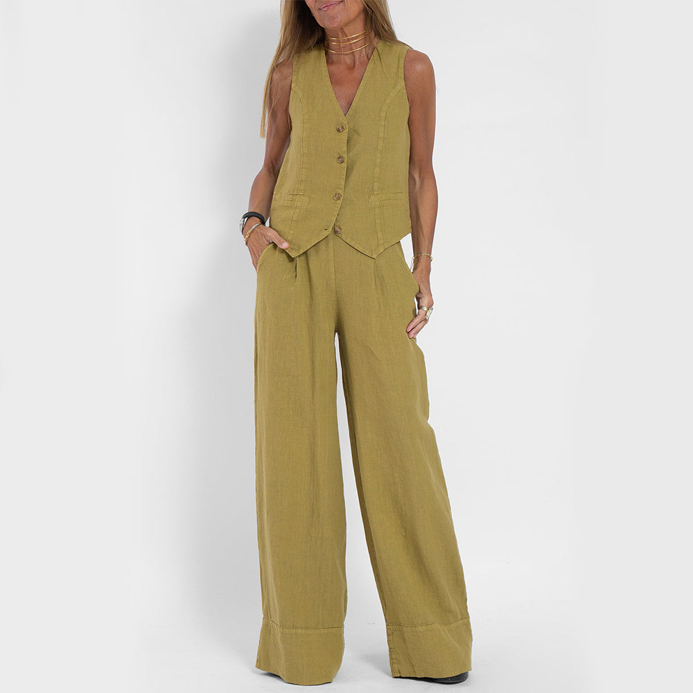 25 – Ekskluzivni laneni set s prslukom za vrhunsku ljetnu eleganciju