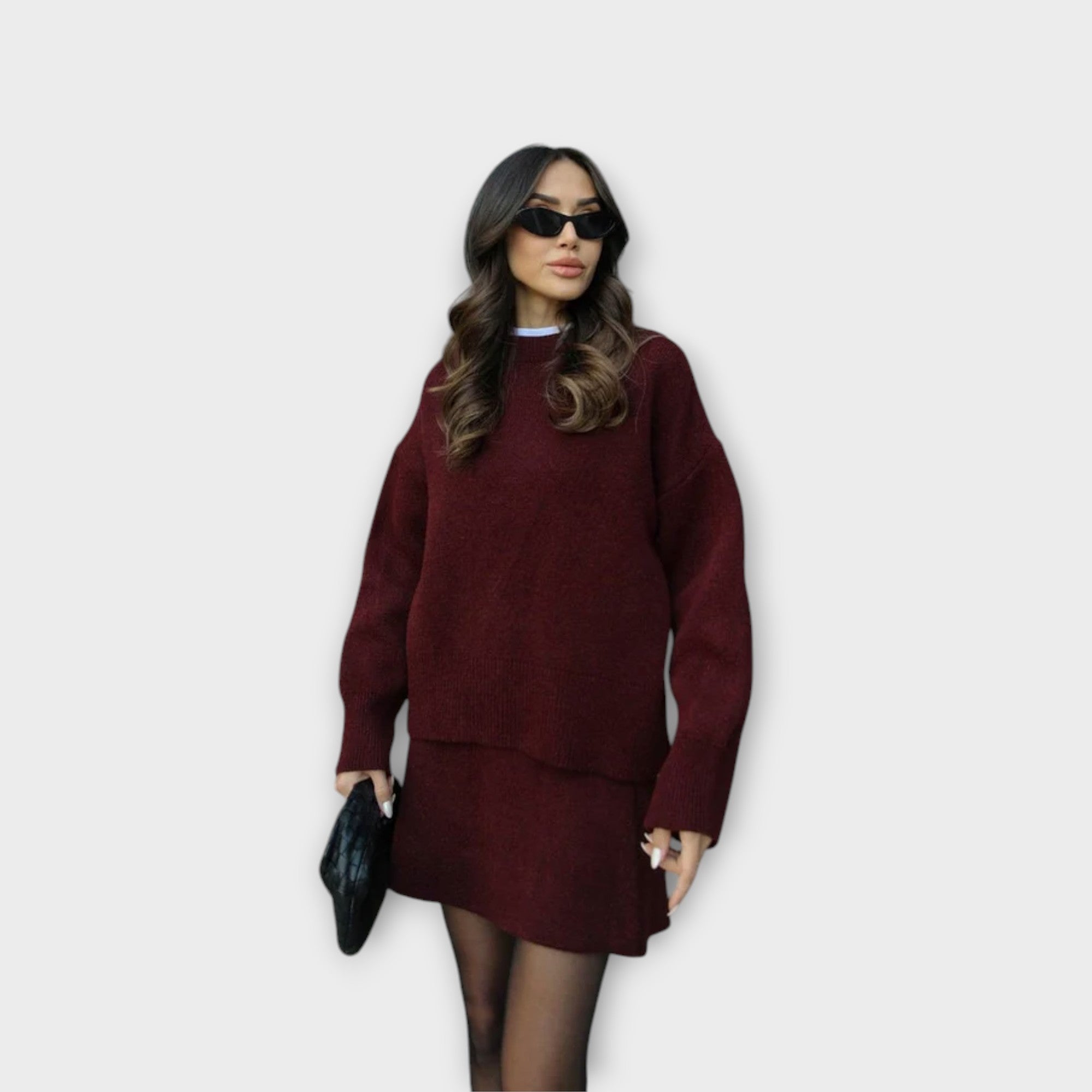 64 – Pleteni set sa suknjom za stylish jesenski šarm