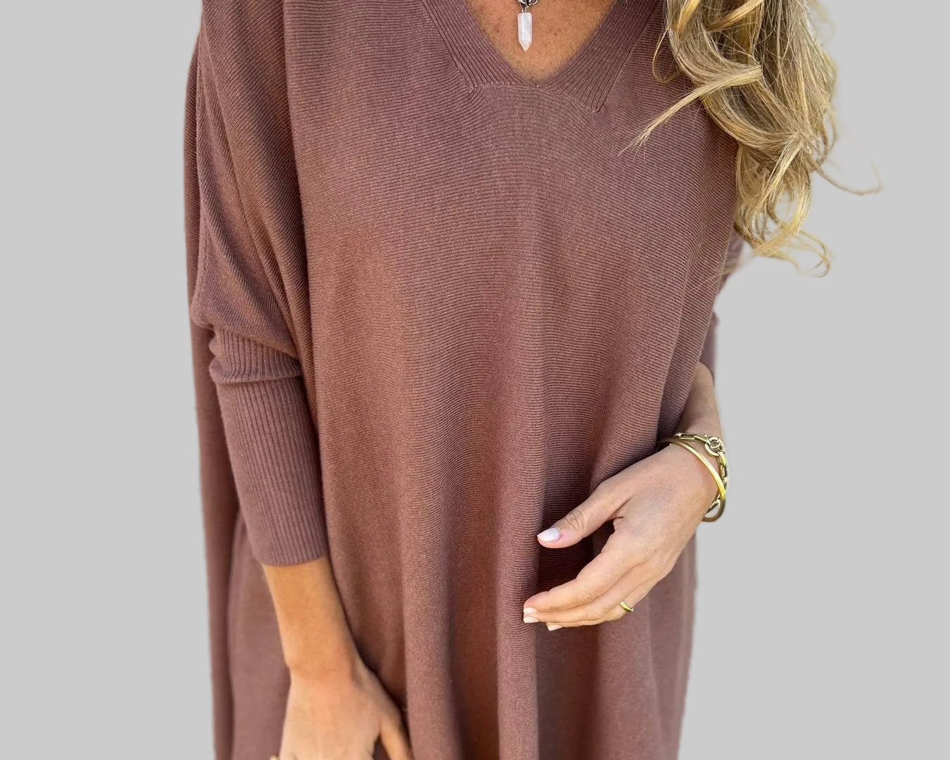 Barbara – Pletena haljina s V-izrezom