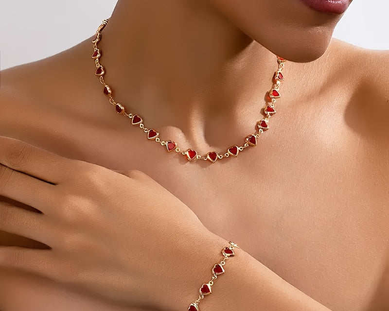 Armina - Set Narukvice i Ogrlice u Obliku Srca