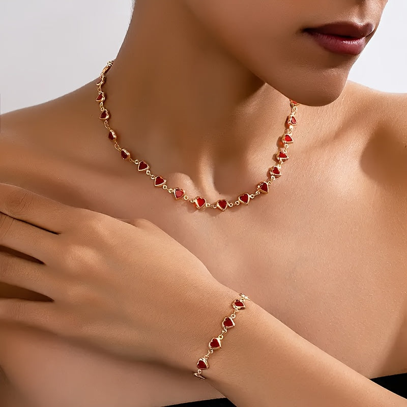 Armina - Set Narukvice i Ogrlice u Obliku Srca