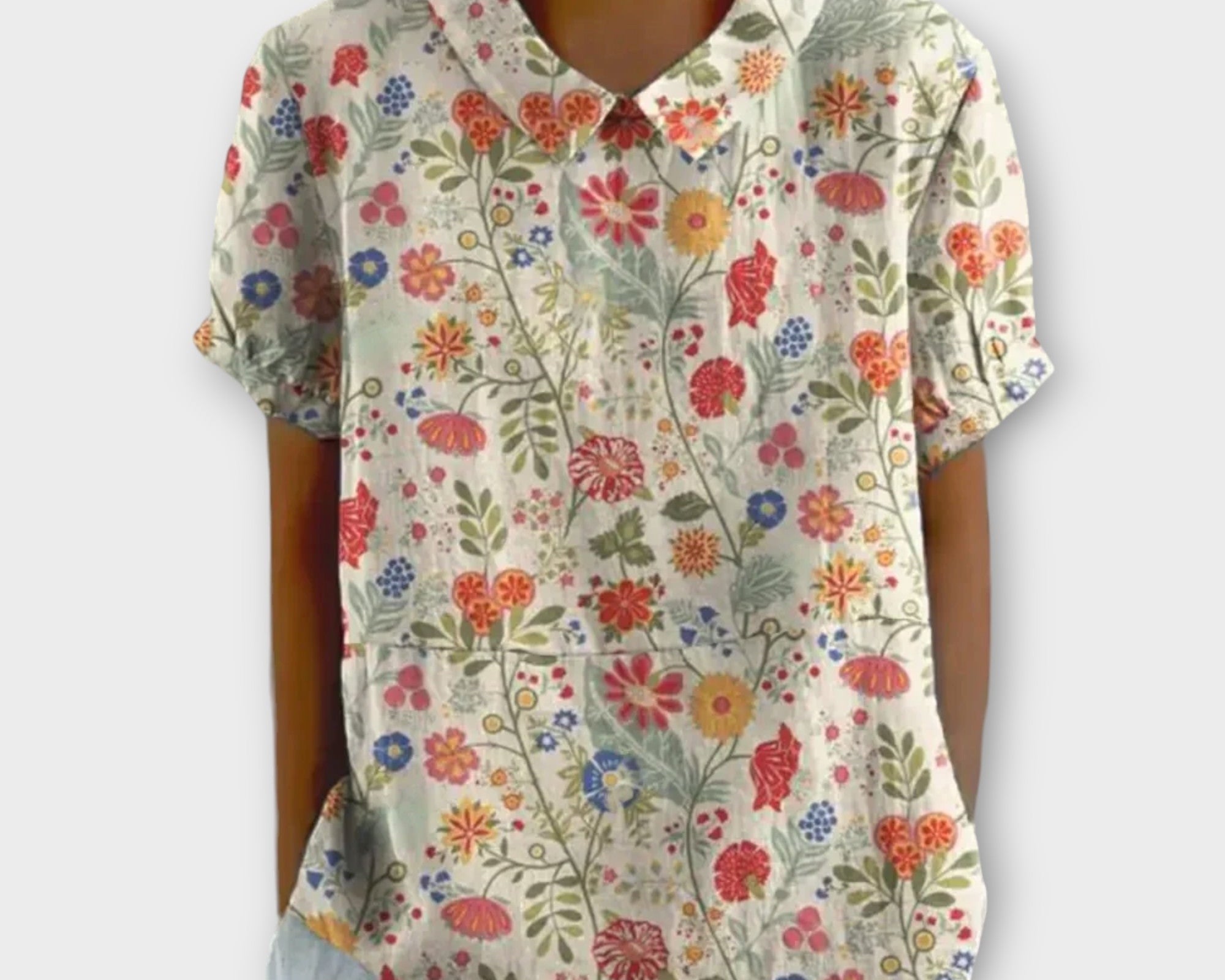 Elina-Maria – Cvjetna bluza od pamuka i lana