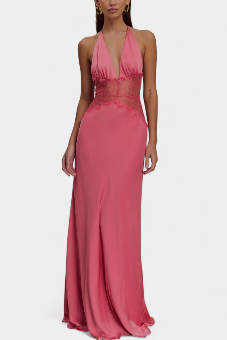 59 – Senzualne halter maxi haljine s čipkastim pojasom