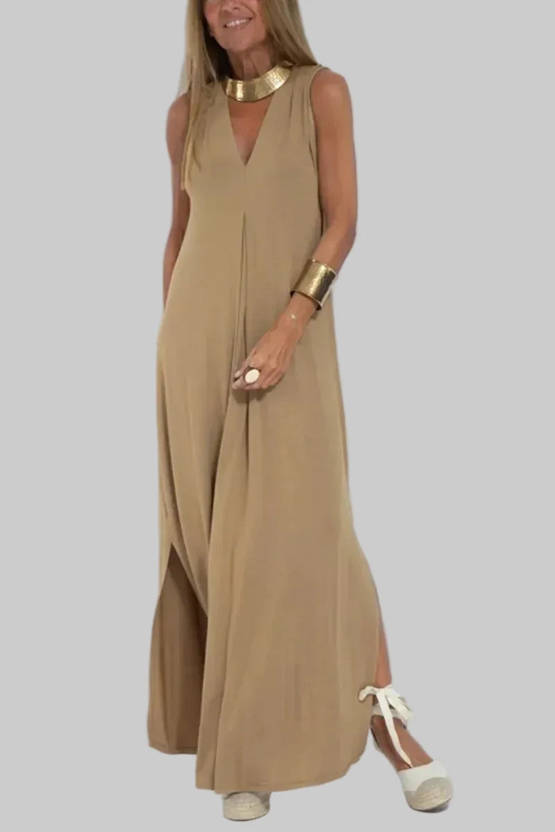 Amalia - Lagana maxi haljina s V-izrezom