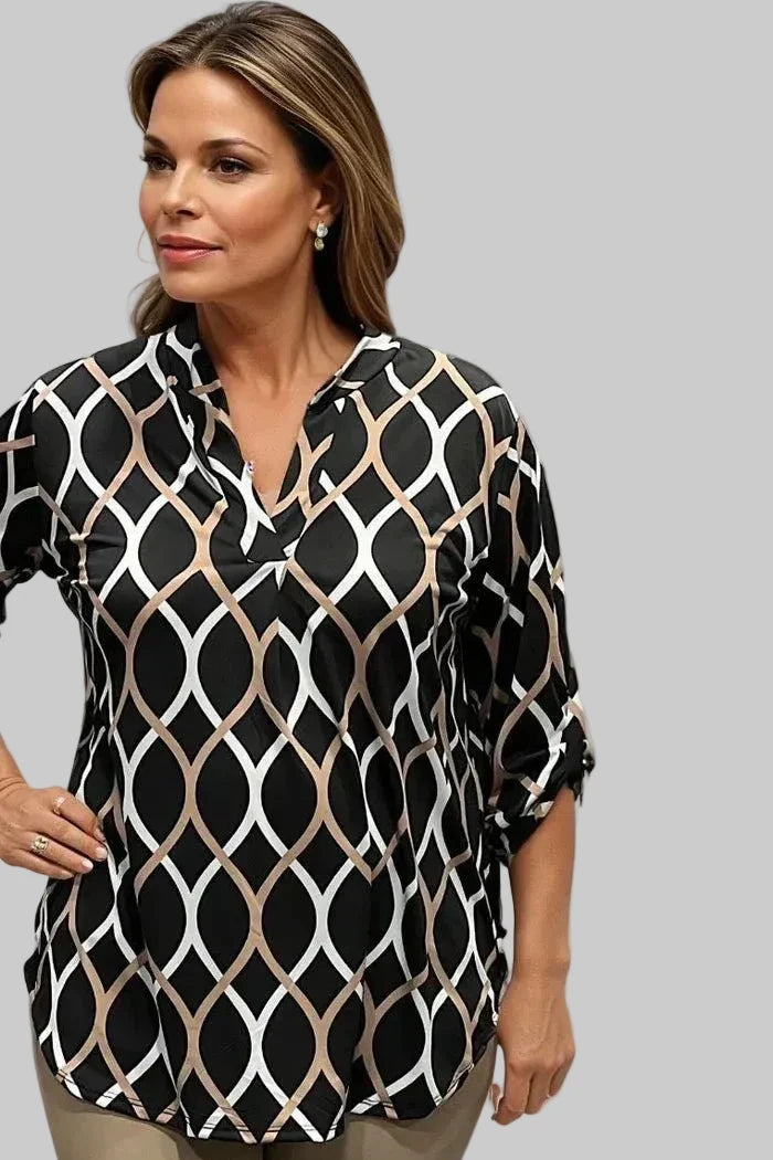 Elna – Ležerna bluza s modernim geometrijskim uzorkom