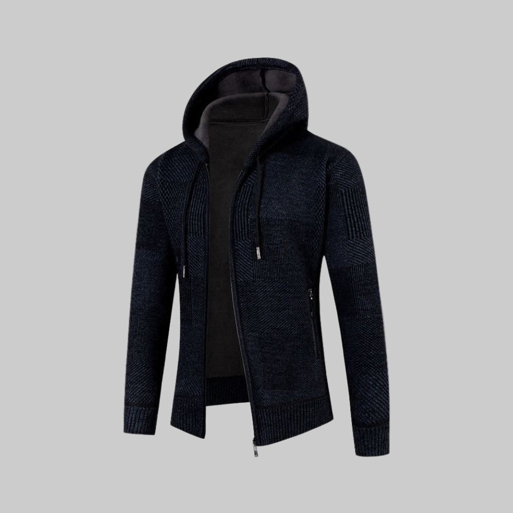 Darko – pletena zimska jakna s kapuljačom za toplinu i opušten stil