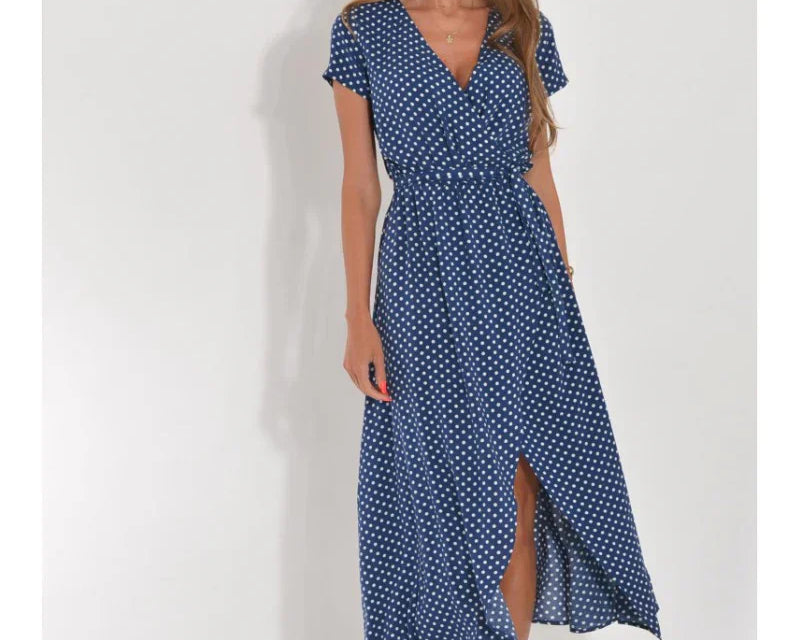 Jela - Elegantna haljina s V-izrezom koja savršeno oblikuje figuru