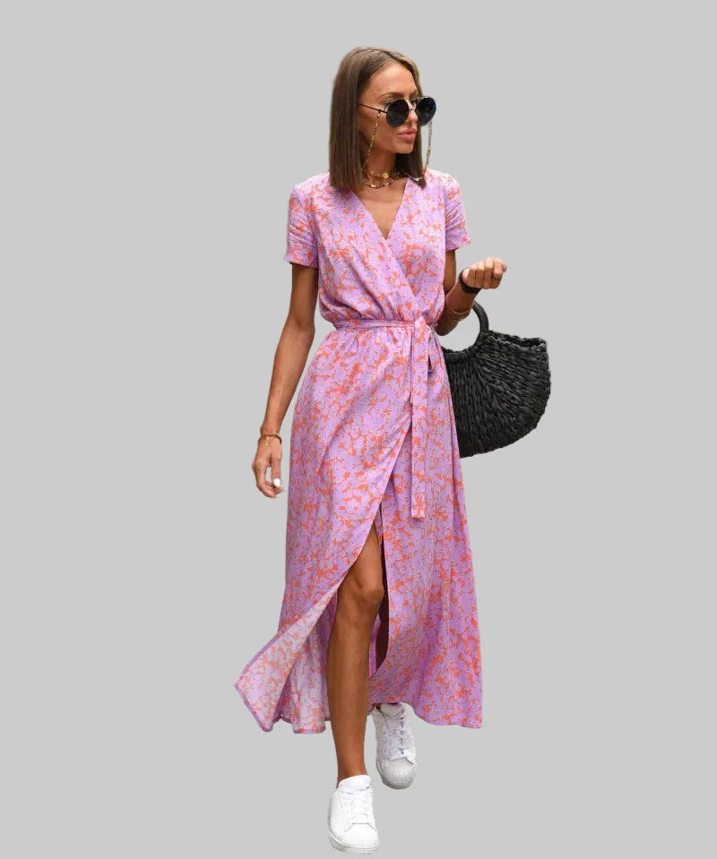 Alenka – Luksuzna ljetna haljina s cvjetnim uzorkom i jednostavnom elegancijom